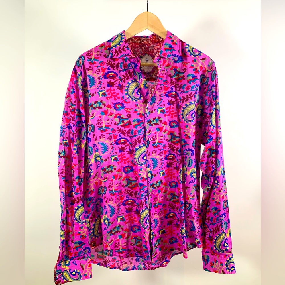 Ganesh men’s button Down pink patterned dress shirt